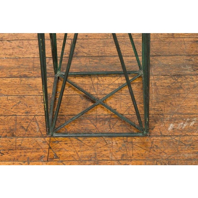 Contemporary Console Table with Reclaimed Wood Top & Metal Bases For Sale - Image 11 of 12