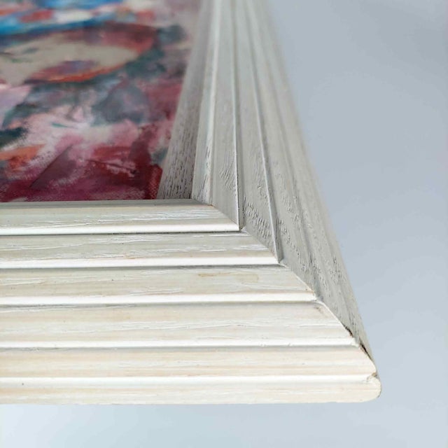 Pink Mid 20th Century Vintage Abstract Still Life Painting Artist Signed Goodman Floral Vase Mid-Century Modern, Framed For Sale - Image 8 of 10