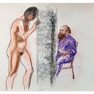 1984 Artist and Nude Model Drawing For Sale