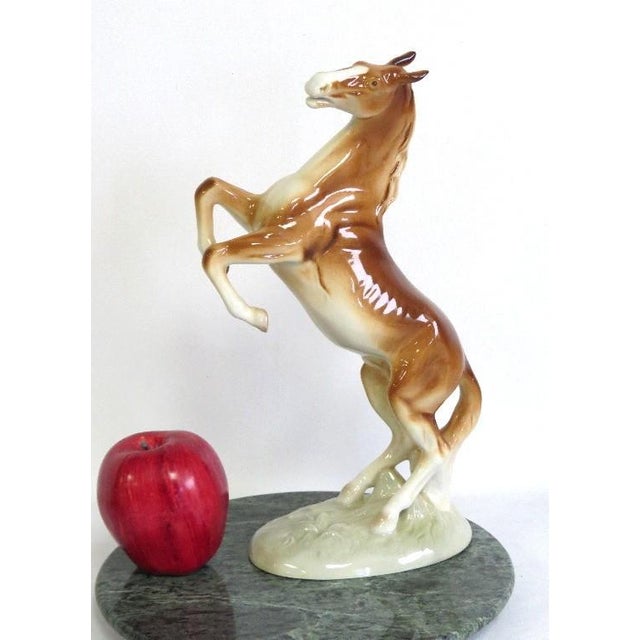 Vintage Royal Dux Rearing Stallion Porcelain Figurine (c. 1960-1978) An exquisite example of mid-century Bohemian...
