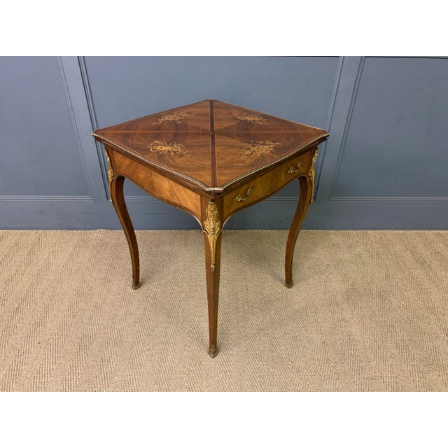 Inlaid Rosewood Envelope Card Table by Maple & Co., 1890 For Sale - Image 14 of 18