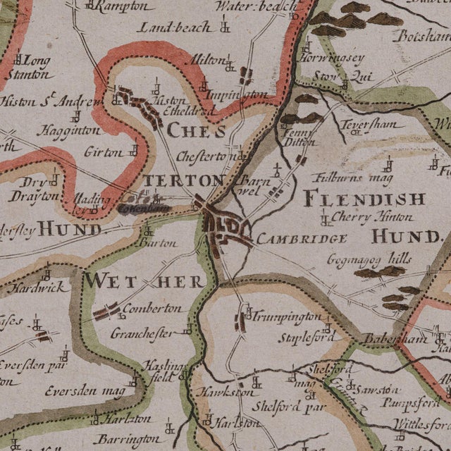 1700's Antique County Map Cambridgeshire For Sale - Image 9 of 12