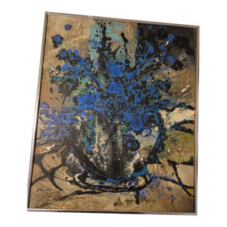 Late 20th Century Abstract Painting of Flowers by John Henry For Sale