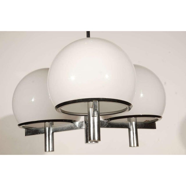 Mid-Century Modern 1960s Vintage Chrome & White Lightolier Ceiling Fixture For Sale - Image 3 of 9