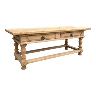 1900s Belgian Bleached Oak Coffee Table For Sale