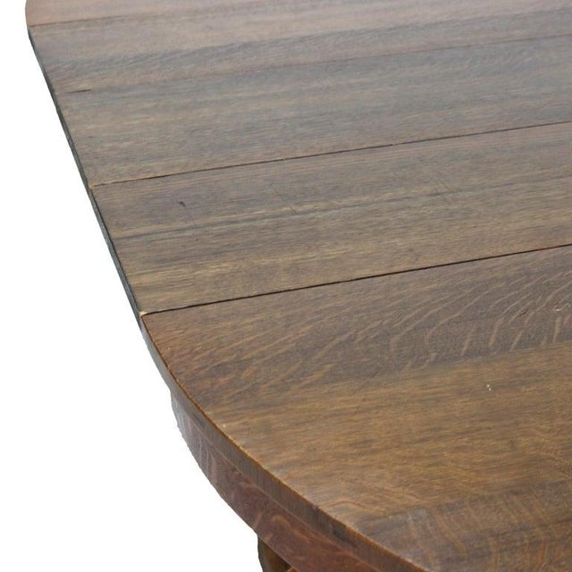Wood Antique L. J. & G. Stickley Oak Dining Table With Three Leaves Signed C1910 For Sale - Image 7 of 17