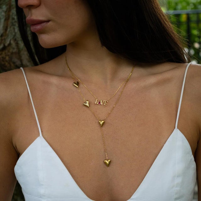 Golden Heart Y Necklace For Sale In Miami - Image 6 of 9