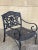 Metal Early 21st Century Cast Aluminum Mediterranean Tuscan Scrolling Garden Patio Club Chairs - a Pair For Sale - Image 7 of 12