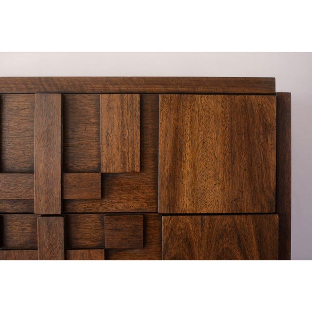 Vintage MCM Lane Brutalist Staccato Highboy Dresser For Sale - Image 11 of 13