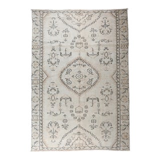 1950s Soft Color Tones Hand Knotted Oushak Rug-5' 7'' X 8' 1'' For Sale