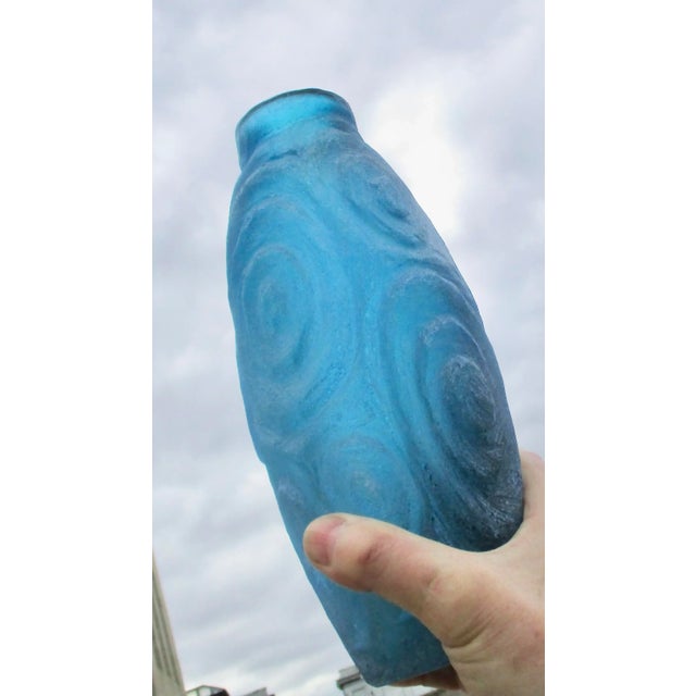 Glass Blue Art Glass Vase by B Louis 2012 For Sale - Image 7 of 8