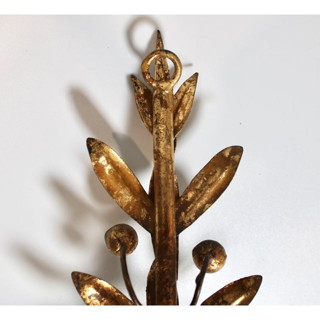 Mid 20th Century Italian Golden Gilt Tole Wall Sconces For Sale - Image 11 of 12