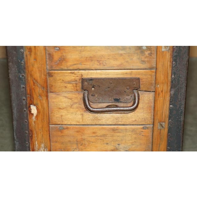 Wood Campaign Oak Zinc Bound Chest of Drawers by Army & Navy C.S.L Makers, 1890 For Sale - Image 7 of 18