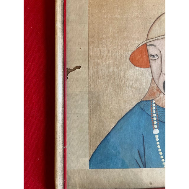 Chinoiserie Antique 19th Century Chinese Painting on Silk Portrait of a Gentleman For Sale - Image 3 of 7