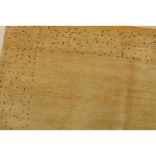 Gabbeh Rug 5’6” X 7’6” Gold Wool Contemporary Hand-Knotted Carpet For Sale In Philadelphia - Image 6 of 13
