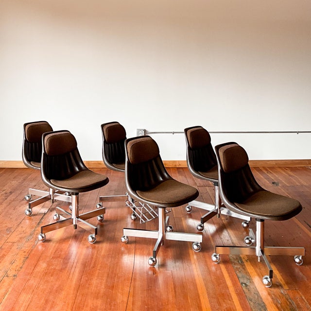 Mid-Century Modern Mid 20th Century Fiberglass Desk Chairs by Clarin Corporation, 6 Pieces For Sale - Image 3 of 15