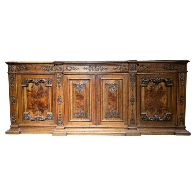 Large 19th Century French Fruitwood Sideboard with One-Piece Veined Marble Top, 1809 For Sale - Image 14 of 14