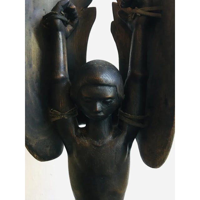 Wood Nándor Záhorzik, Icarus Statue, 1960s, Beech For Sale - Image 7 of 13