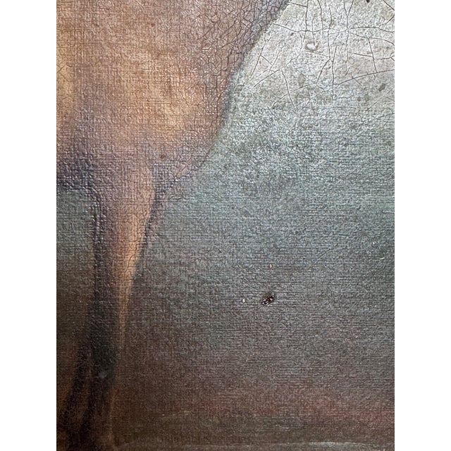 A delightful original antique 19th century equestrian portrait study, oil on canvas, in a period gilt frame. Primitive in...