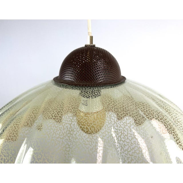 Khaki Italian Glass Pendant Lamp with Wavy Edge, 1970s For Sale - Image 8 of 18