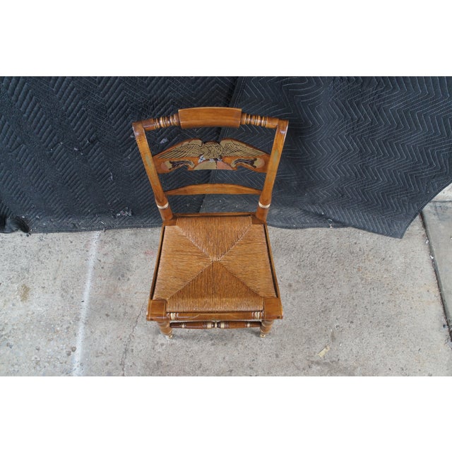 Early 21st Century Ethan Allen Maple Hitchcock Hand Decorated American Eagle Side Chair For Sale - Image 5 of 12