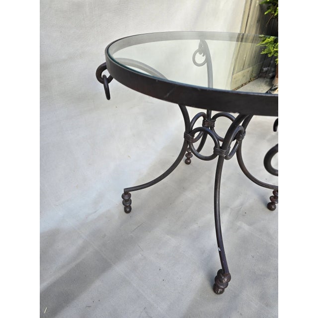 Metal Late 20th Century Wrought Iron Glass Table For Sale - Image 7 of 7