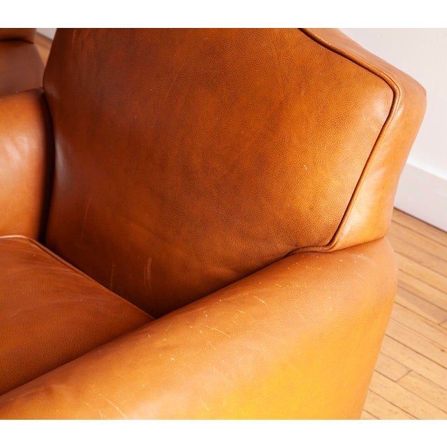 Brown Pair of Art Deco Moustache Leather Club Chairs For Sale - Image 8 of 8