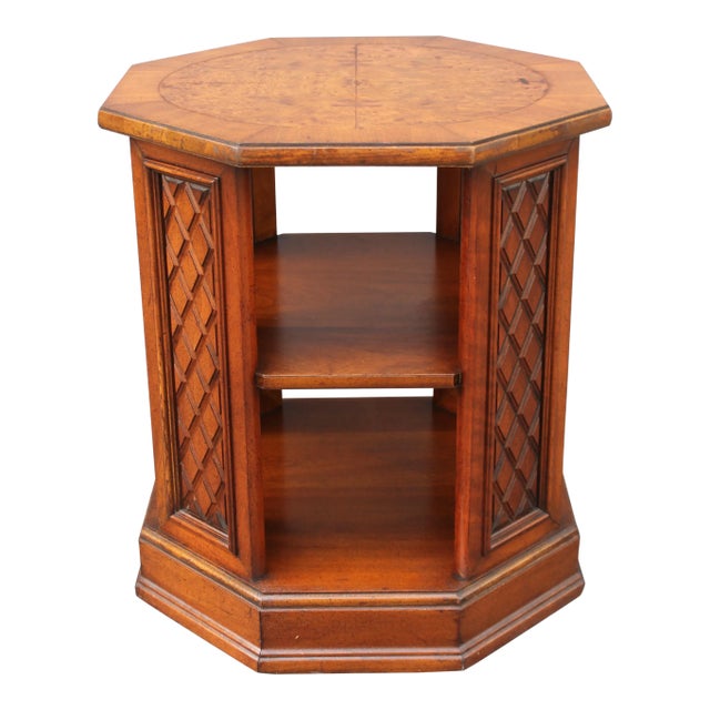 1970s Vintage Mid Century Modern Petite Burl Occasional Table For Sale