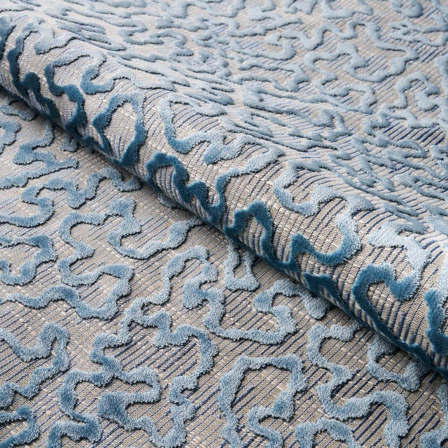 SAMPLE - Schumacher Janis Velvet Fabric In Moonstone For Sale