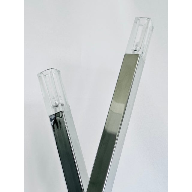 Modern 1980’s Frederick Ramond Nickel Plated Lamps - A Pair For Sale - Image 3 of 14