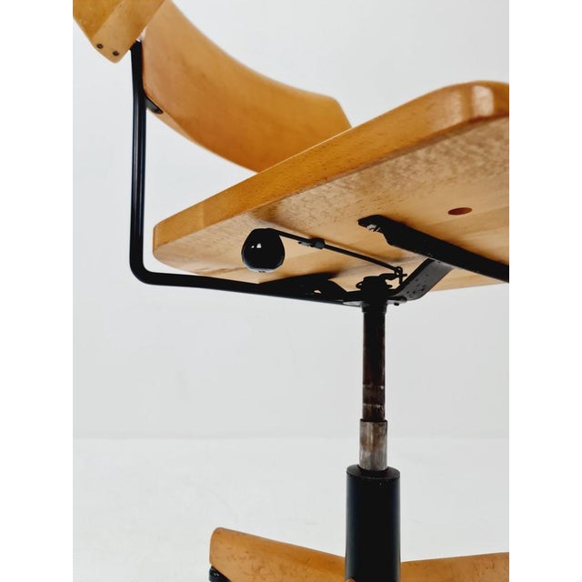 Bauhaus Swivel Office Armchair in Wood from Stollgiroflex 1960s For Sale - Image 10 of 11