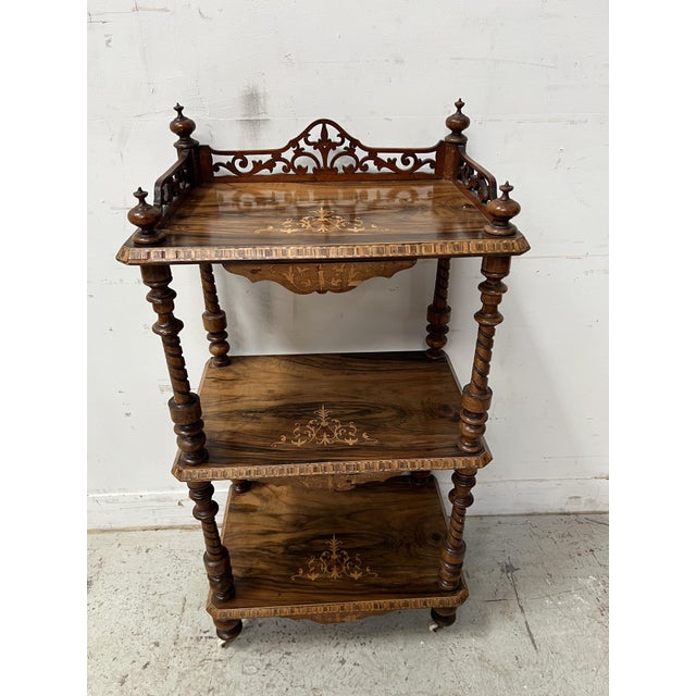 Napoleon III Style Mahogany Marquetry Display Stand, 19th Century For Sale - Image 5 of 16