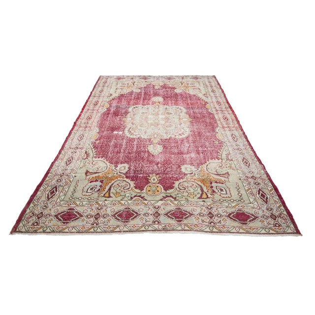 Vintage handknotted rug from Oushak region of Turkey. Approximately 50-60 years old. In very good condition