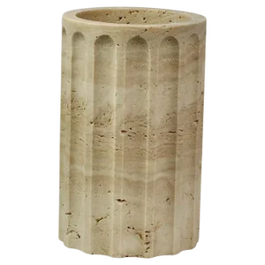 Handmade Column Vase in Satin Travertino Marble by Fiammetta V.
