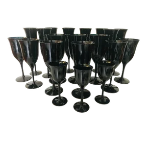 Circa 1980s Black Amethyst Wine Glasses Collection- 20 Pieces