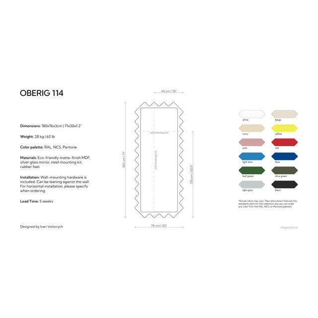 Modern Light Blue Large Designer Entryway & Dressing Oberig 114 Mirror For Sale - Image 3 of 17