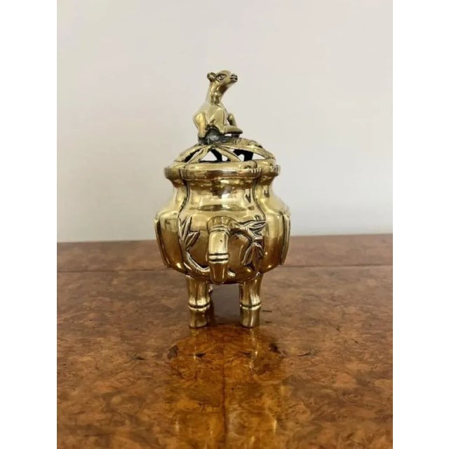 Chinese Brass Lidded Incense Burner, 1880s For Sale - Image 6 of 7