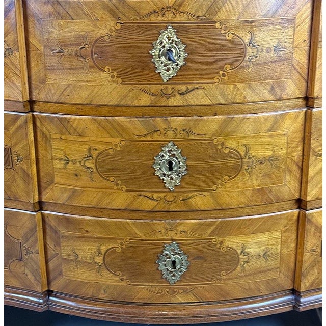 Brown Antique Baroque Chest of Drawers with Inlays, 1790s For Sale - Image 8 of 11
