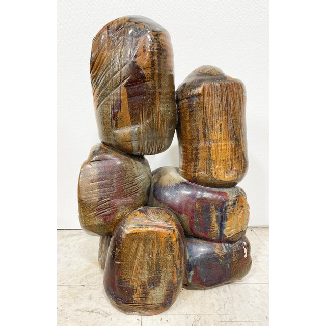 Brown Mid 20th Century Studio Pottery: Man, Woman & Child For Sale - Image 8 of 8