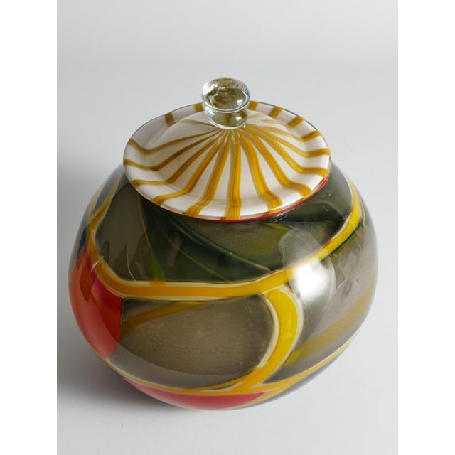 Large Studio Glass Lidded Jar by Ragnar Klenell, Sweden, 2012 For Sale - Image 14 of 18