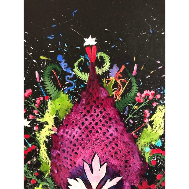 American Martha Bloom, Milk Weed, Flowers Mixed Media Collage Monotype Floral Painting, 1985 For Sale - Image 3 of 8