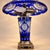 Pair of Cobalt Blue Cut-Glass Table Lamps With Floral Shades For Sale In Tampa - Image 6 of 11