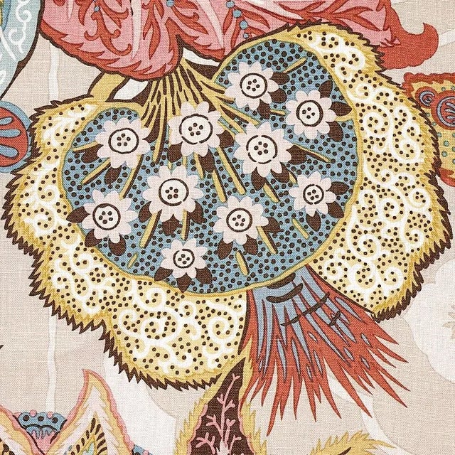 A swirling pattern-within-pattern design of exotic flowers and stylized leaves inspired by an Art Deco print. Sold as a...