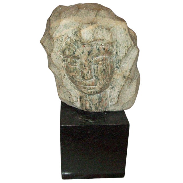 Modernist Marble Sculpture on Granite Base For Sale