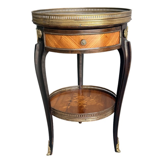 Louis XVI Style Mahogany and Marble Top Bouillotte Table, 19th Century For Sale