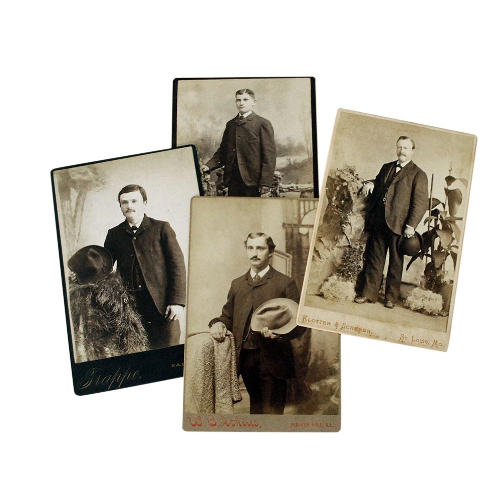 19th Century Antique Victorian Cabinet Card Male Portrait Photographs Set Of 4 Chairish