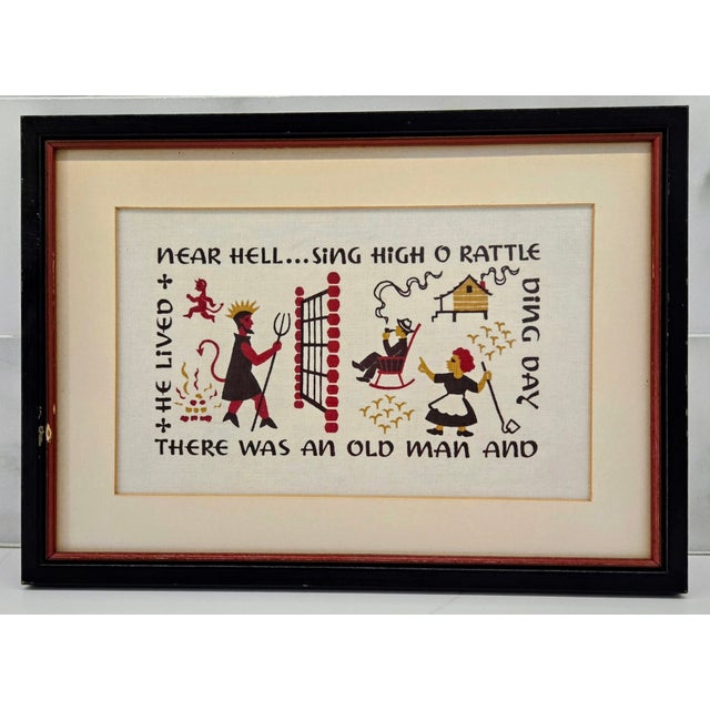 Folk Song Sampler ‘Singing Tunes’ – Set of 6 Framed Needlepoints, Attributed to Paragon Needlecraft For Sale - Image 10 of 14