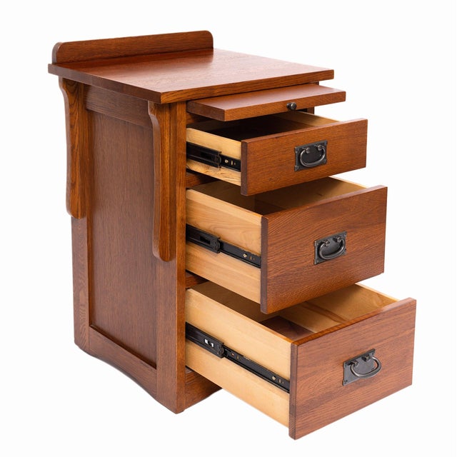 Crofter Style 3 Drawer End Table With Writing Tray- Walnut For Sale - Image 15 of 18