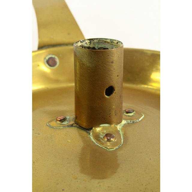 Brass 18th C. Anglo-American Brass Chamber Candleholder With Coper Rivets For Sale - Image 8 of 16