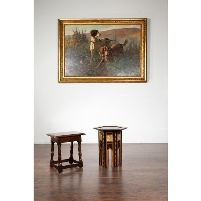 Mid 20th Century Mid 20th Century Moroccan Midcentury Side Table with Hexagonal Top and Mother-of-Pearl Inlay For Sale - Image 5 of 12